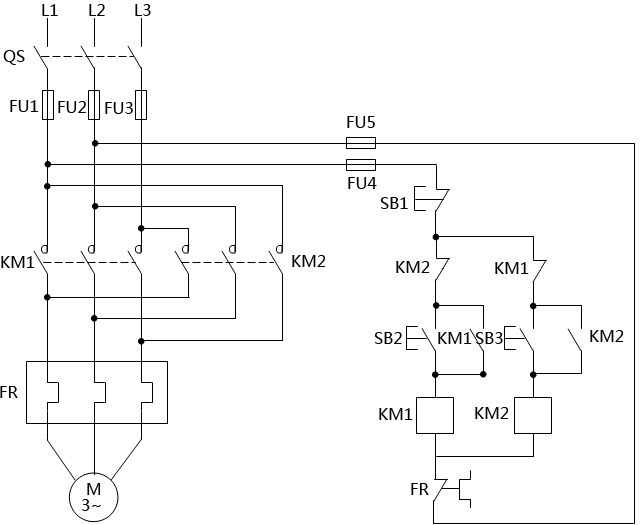 電機(jī)正反轉(zhuǎn)控制電路 電機(jī)正反轉(zhuǎn)控制電路