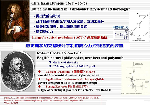 惠更斯和胡克都曾鉆研過利用離心力控制速度的問題，并設(shè)計了有關(guān)裝置